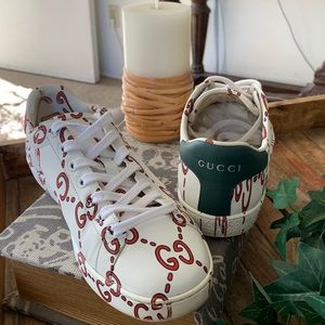 Gucci red and white GG woman’s sneakers, size 37, but I wear a size 8.